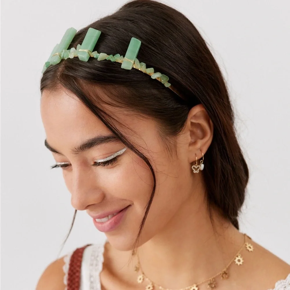❤️‍🔥BOGO FREE NWT handmade purple amethyst crystal headband jewelry UO dainty - Picture 3 of 5